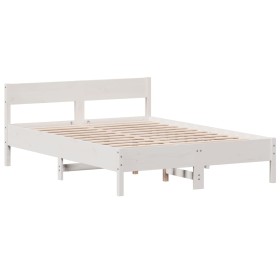 vidaXL Massivholzbett mit Kopfteil Weiß 150x200 cm Kiefer