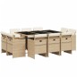 vidaXL 11-tlg. Garten-Essgruppe mit Kissen Beige Poly Rattan vidaXL 11-tlg. Garten-Essgruppe mit Kissen Beige Poly Rattan