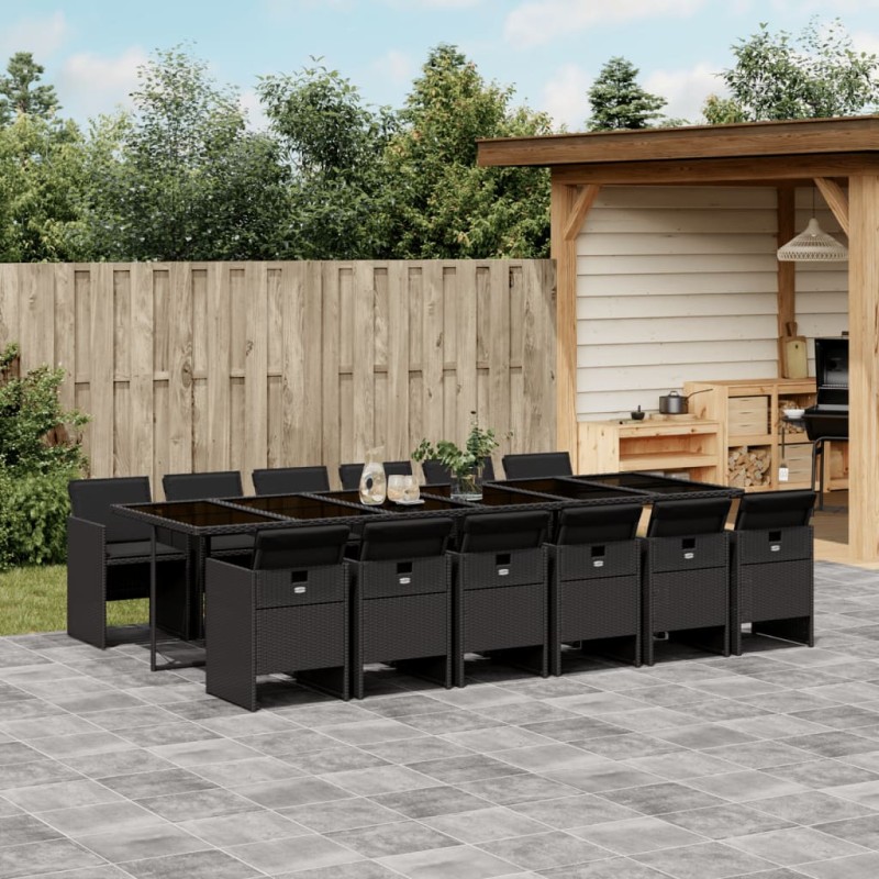 vidaXL 13-tlg. Garten-Essgruppe mit Kissen Schwarz Poly Rattan vidaXL 13-tlg. Garten-Essgruppe mit Kissen Schwarz Poly Rattan