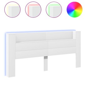 vidaXL LED-Kopfteil mit Ablagen Weiß 220x16,5x103,5 cm