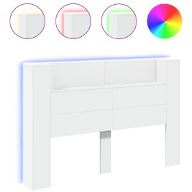 vidaXL LED-Kopfteil mit Ablagen Weiß 160x16,5x103,5 cm
