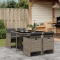 vidaXL 5-tlg. Garten-Essgruppe mit Kissen Grau Poly Rattan vidaXL 5-tlg. Garten-Essgruppe mit Kissen Grau Poly Rattan
