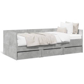 vidaXL Tagesbett mit Schubladen Betongrau 75x190 cm Holzwerkstoff