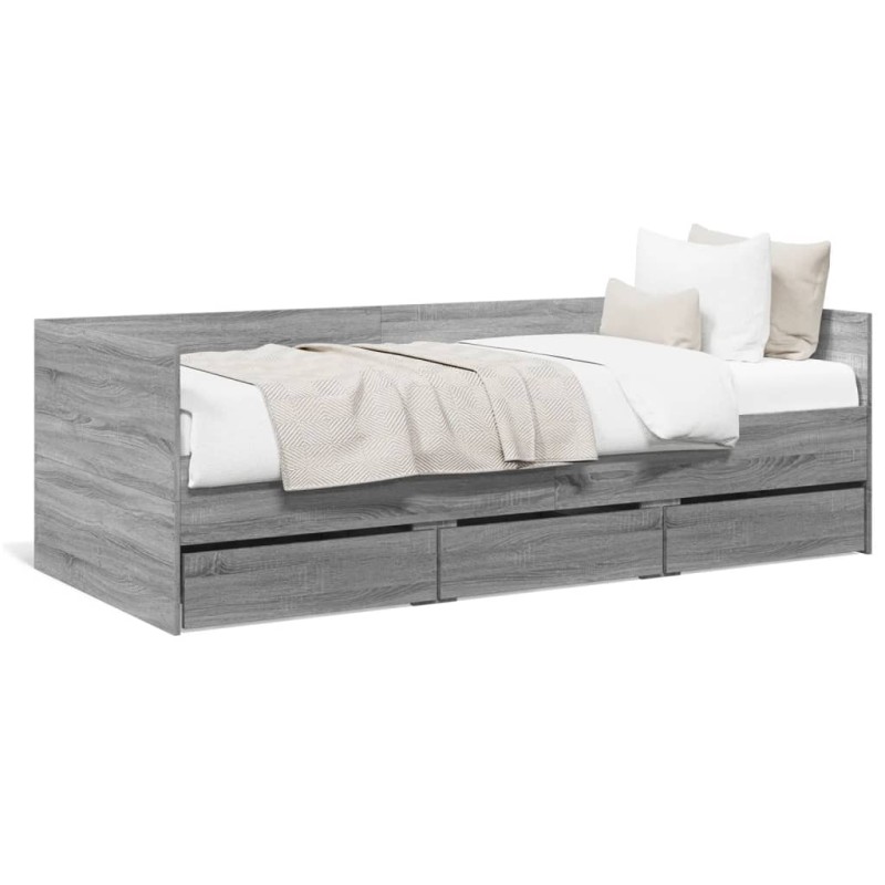 vidaXL Tagesbett mit Schubladen Grau Sonoma 75x190 cm Holzwerkstoff vidaXL Tagesbett mit Schubladen Grau Sonoma 75x190 cm Holzwerkstoff