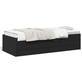 vidaXL Tagesbett mit Schubladen Schwarz 100x200 cm Holzwerkstoff