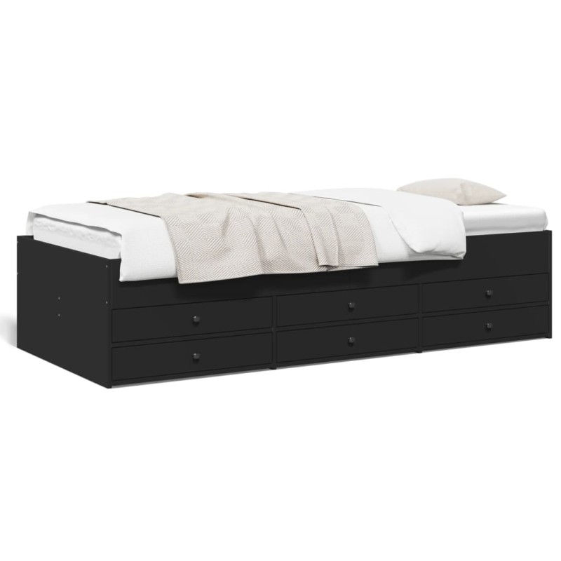 vidaXL Tagesbett mit Schubladen Schwarz 100x200 cm Holzwerkstoff vidaXL Tagesbett mit Schubladen Schwarz 100x200 cm Holzwerkstoff