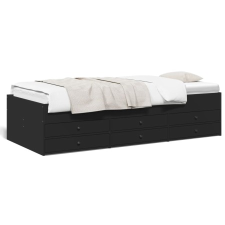 vidaXL Tagesbett mit Schubladen Schwarz 100x200 cm Holzwerkstoff