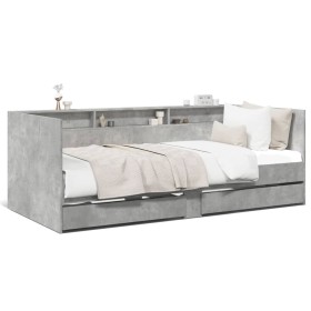 vidaXL Tagesbett mit Schubladen Betongrau 90x190 cm Holzwerkstoff