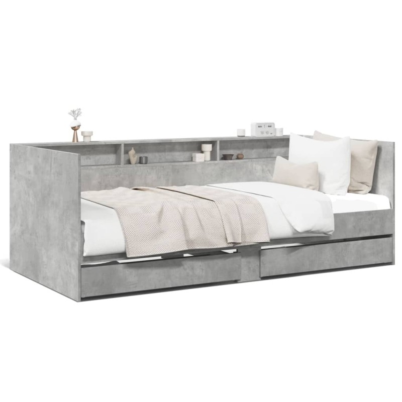 vidaXL Tagesbett mit Schubladen Betongrau 90x190 cm Holzwerkstoff vidaXL Tagesbett mit Schubladen Betongrau 90x190 cm Holzwerkstoff