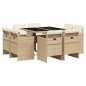 vidaXL 9-tlg. Garten-Essgruppe mit Kissen Beige Poly Rattan vidaXL 9-tlg. Garten-Essgruppe mit Kissen Beige Poly Rattan