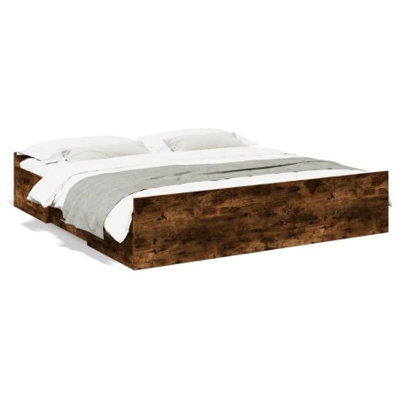 vidaXL Bettgestell mit Schubladen Räuchereiche 200x200cm Holzwerkstoff