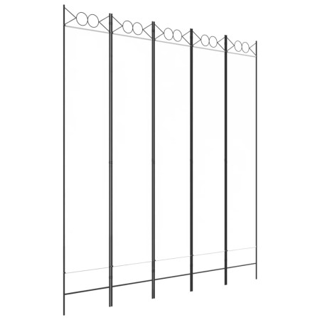  vidaXL 5-tlg. Paravent Weiß 200x220 cm Stoff