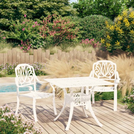 3-tlg. Bistro-Set Aluminiumguss Weiß