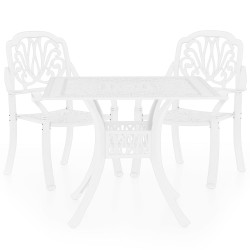 3-tlg. Bistro-Set Aluminiumguss Weiß