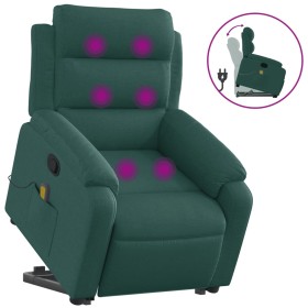 vidaXL Massagesessel mit Aufstehhilfe Dunkelgrün Stoff