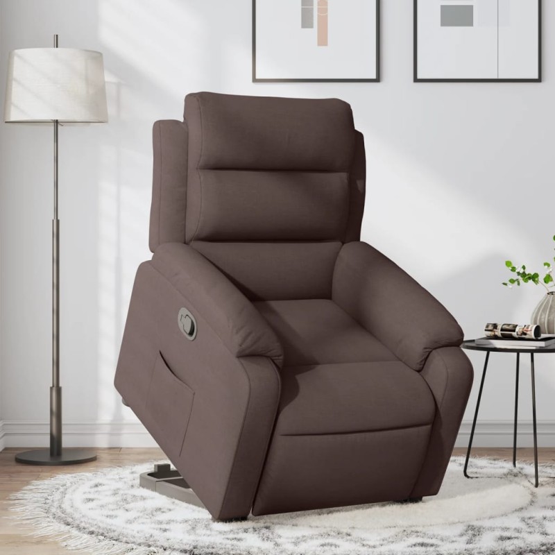 vidaXL Relaxsessel mit Aufstehhilfe Dunkelbraun Stoff vidaXL Relaxsessel mit Aufstehhilfe Dunkelbraun Stoff