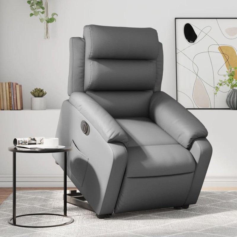 vidaXL Relaxsessel mit Aufstehhilfe Elektrisch Grau Kunstleder vidaXL Relaxsessel mit Aufstehhilfe Elektrisch Grau Kunstleder