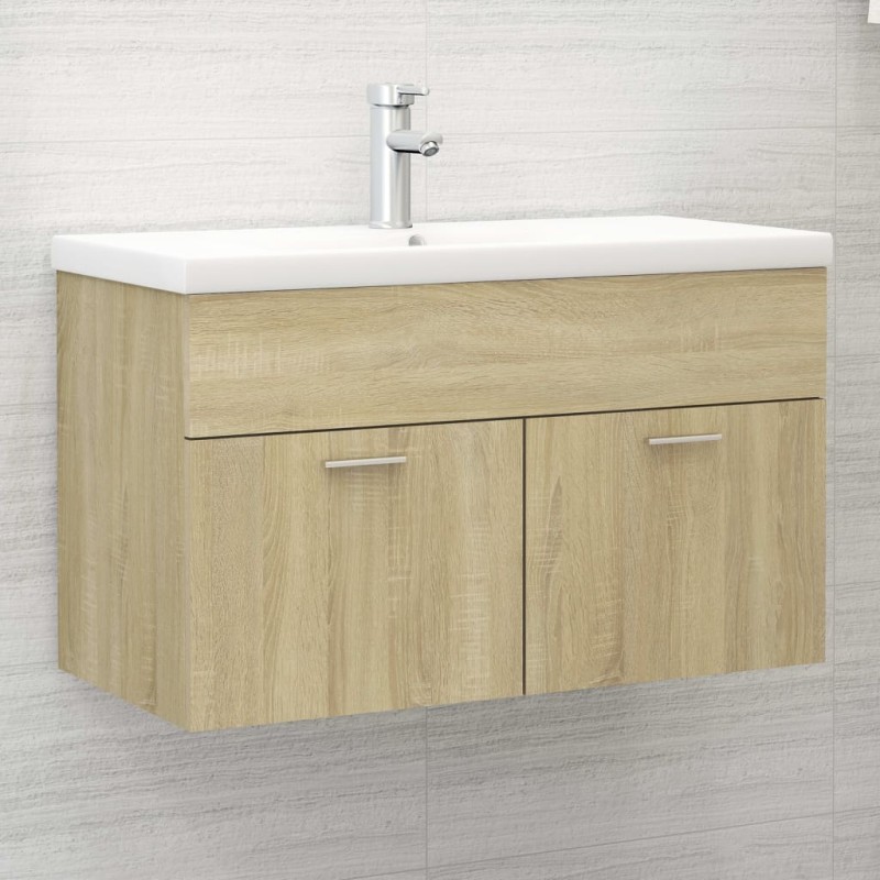 vidaXL Waschbeckenunterschrank Einbaubecken Sonoma-Eiche Holzwerkstoff vidaXL Waschbeckenunterschrank Einbaubecken Sonoma-Eiche Holzwerkstoff