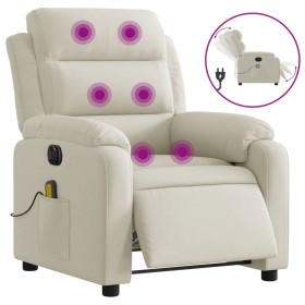 vidaXL Massagesessel Elektrisch Creme Samt