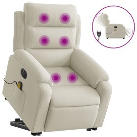 vidaXL Massagesessel mit Aufstehhilfe Elektrisch Creme Samt