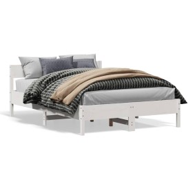 vidaXL Massivholzbett ohne Matratze Weiß 135x190 cm Kiefernholz