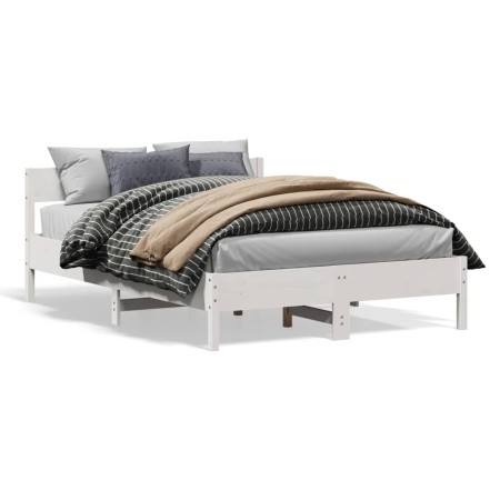vidaXL Massivholzbett ohne Matratze Weiß 135x190 cm Kiefernholz