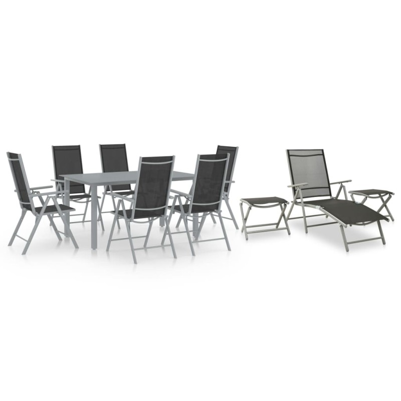 10-tlg. Garten-Essgruppe Schwarz und Silbern 10-tlg. Garten-Essgruppe Schwarz und Silbern