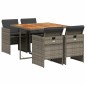 vidaXL 5-tlg. Garten-Essgruppe mit Kissen Grau Poly Rattan vidaXL 5-tlg. Garten-Essgruppe mit Kissen Grau Poly Rattan