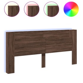 vidaXL LED-Kopfteil mit Ablage Braun Eichen-Optik 220x16,5x103,5 cm