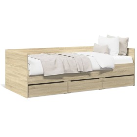 vidaXL Tagesbett mit Schubladen Sonoma-Eiche 75x190 cm Holzwerkstoff