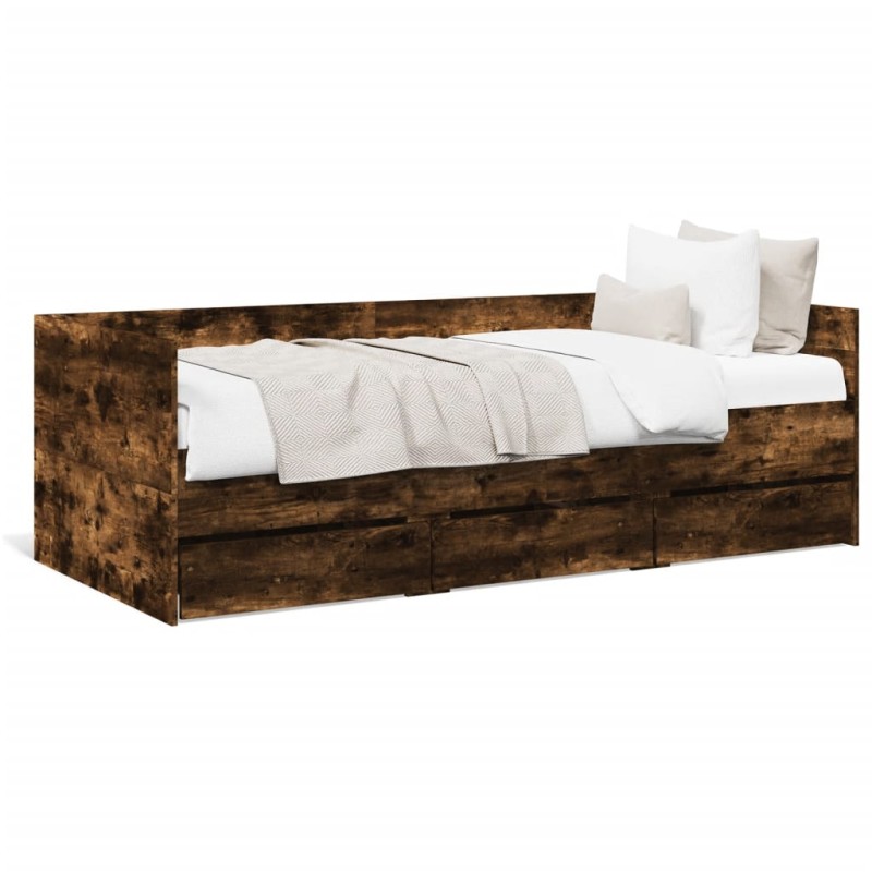 vidaXL Tagesbett mit Schubladen Räuchereiche 75x190 cm Holzwerkstoff vidaXL Tagesbett mit Schubladen Räuchereiche 75x190 cm Holzwerkstoff
