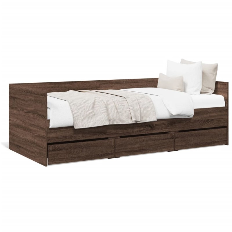vidaXL Tagesbett Schubladen Braun Eiche-Optik 100x200 cm Holzwerkstoff vidaXL Tagesbett Schubladen Braun Eiche-Optik 100x200 cm Holzwerkstoff
