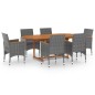 7-tlg. Garten-Essgruppe Poly Rattan Grau 7-tlg. Garten-Essgruppe Poly Rattan Grau