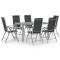 7-tlg. Garten-Essgruppe Aluminium Silbern und Schwarz 7-tlg. Garten-Essgruppe Aluminium Silbern und Schwarz