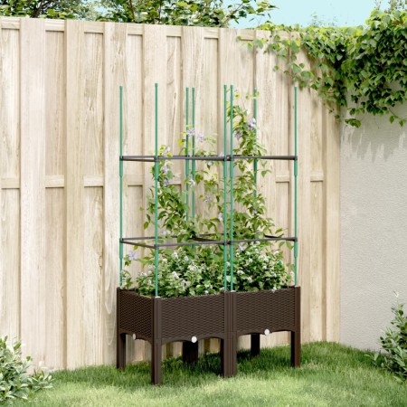 vidaXL Pflanzkübel mit Rankgitter Braun 80x40x142,5 cm PP