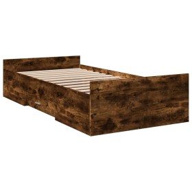 vidaXL Bettgestell mit Schubladen Räuchereiche 100x200cm Holzwerkstoff