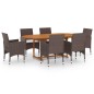 vidaXL 7-tlg. Garten-Essgruppe Poly Rattan Braun vidaXL 7-tlg. Garten-Essgruppe Poly Rattan Braun