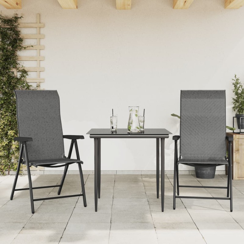 vidaXL Gartenstühle 2 Stk. Klappbar Grau Poly Rattan vidaXL Gartenstühle 2 Stk. Klappbar Grau Poly Rattan