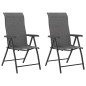 vidaXL Gartenstühle 2 Stk. Klappbar Grau Poly Rattan vidaXL Gartenstühle 2 Stk. Klappbar Grau Poly Rattan