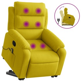 vidaXL Massagesessel mit Aufstehhilfe Gelb Samt
