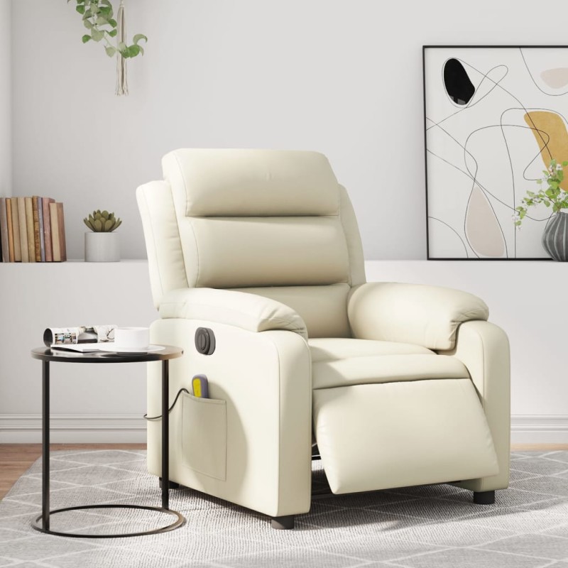 vidaXL Massagesessel Elektrisch Creme Kunstleder vidaXL Massagesessel Elektrisch Creme Kunstleder