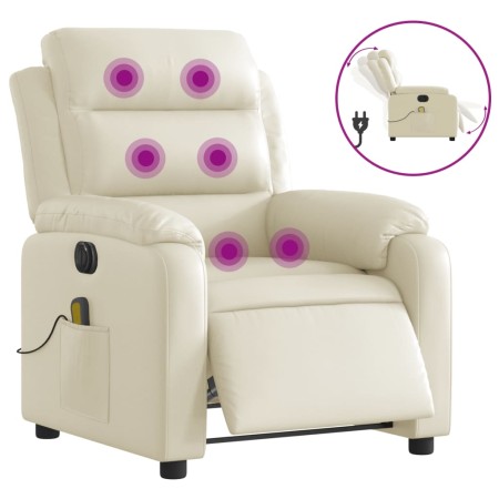 vidaXL Massagesessel Elektrisch Creme Kunstleder