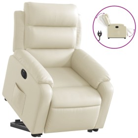 vidaXL Relaxsessel mit Aufstehhilfe Elektrisch Creme Kunstleder