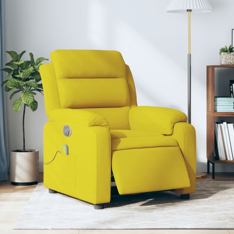 vidaXL Massagesessel Elektrisch Gelb Samt vidaXL Massagesessel Elektrisch Gelb Samt