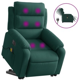 vidaXL Massagesessel mit Aufstehhilfe Elektrisch Dunkelgrün Samt