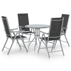 5-tlg. Garten-Essgruppe Aluminium und Textilene Silbern