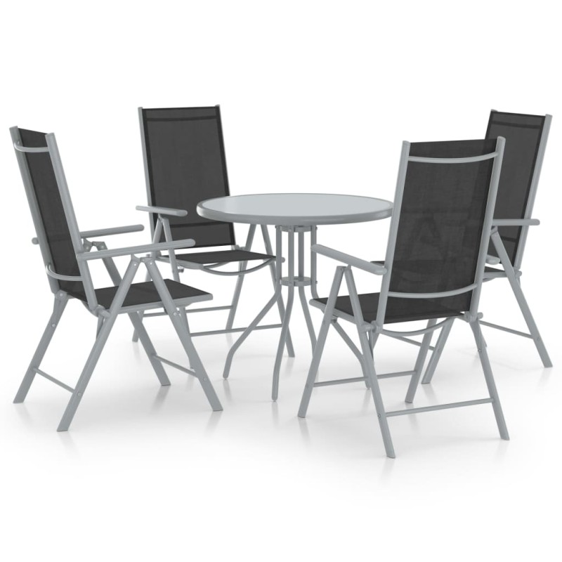 5-tlg. Garten-Essgruppe Aluminium und Textilene Silbern 5-tlg. Garten-Essgruppe Aluminium und Textilene Silbern