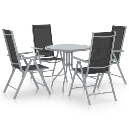 5-tlg. Garten-Essgruppe Aluminium und Textilene Silbern