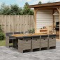 vidaXL 9-tlg. Garten-Essgruppe mit Kissen Grau Poly Rattan vidaXL 9-tlg. Garten-Essgruppe mit Kissen Grau Poly Rattan