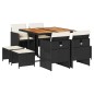 vidaXL 9-tlg. Garten-Essgruppe mit Kissen Schwarz Poly Rattan vidaXL 9-tlg. Garten-Essgruppe mit Kissen Schwarz Poly Rattan